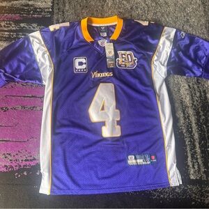 Reebok Minnesota Vikings #4 Purple, White & Gold Football Jersey